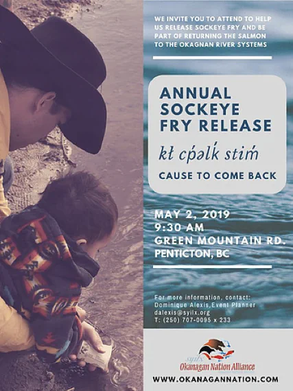 A flyer announcing the 2019 ONA Annual Sockeye Fry Release