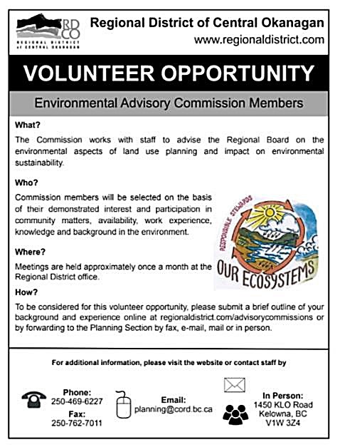 Information flier about the RDCO's volunteer position