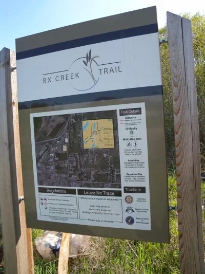 One of the interpretive signs for the BX Creek project