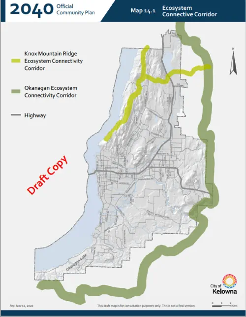 Map image shows City of Kelowna 2040 Official Community Plan, draft version